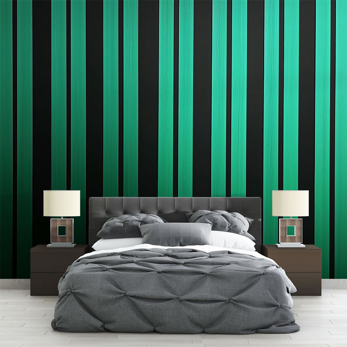 Muralna tapeta vertikalne črte | Smaragdno zelena gradienta