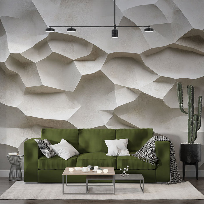 Tapet mural cu relief | Textură tridimensională în alb strălucitor