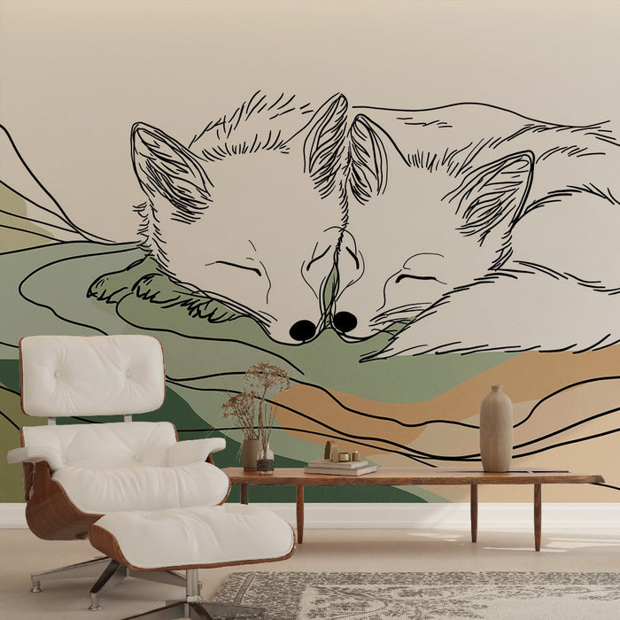 Tapetti uniset ketut | Suloiset kaksi kettua pehmeällä ja värikkäällä taustalla