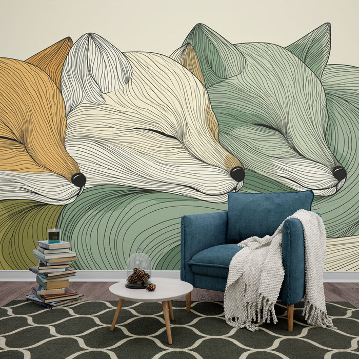 Fotótapé rókák stílusos | Három békés róka elegáns rajza