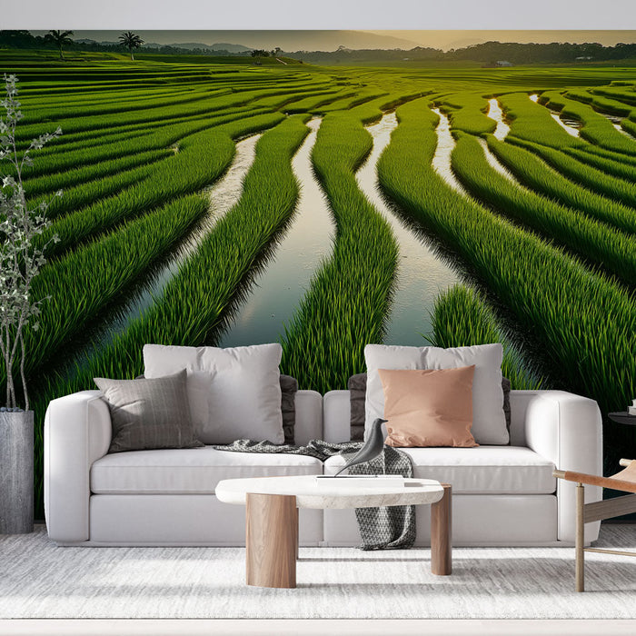Tapeta riževih polj | Pokrajina bujnih in pomirjujočih riževih polj