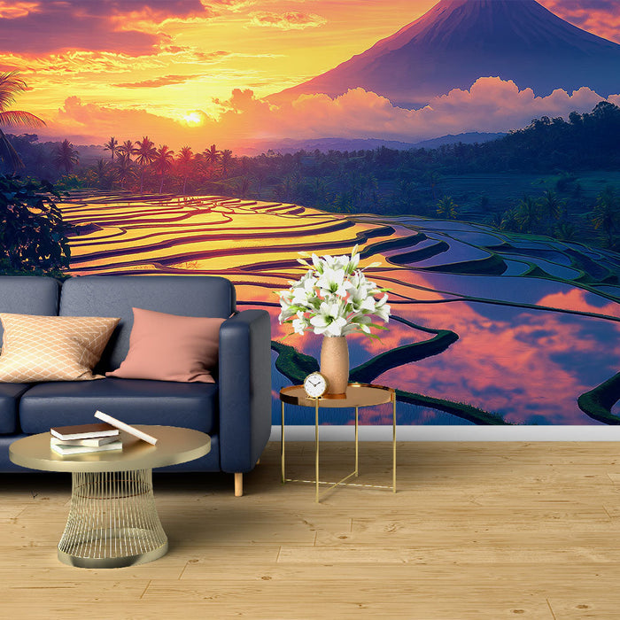 Tapetti riisipellot | Vilkas auringonlasku riisiterasseilla