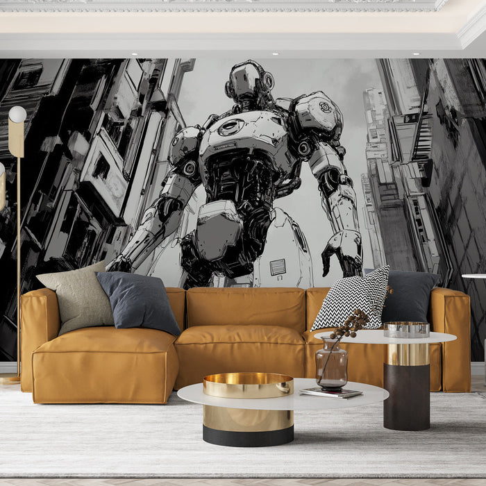 Foto Behang robot futuristisch | Een reus tussen de wolkenkrabbers
