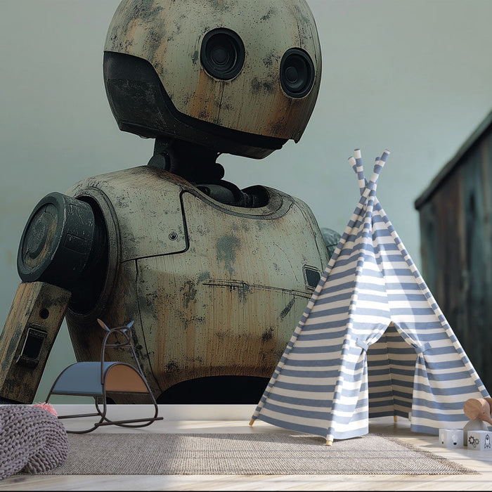 Tapete vintage-roboter | Roboter mit abgenutztem und retro Design