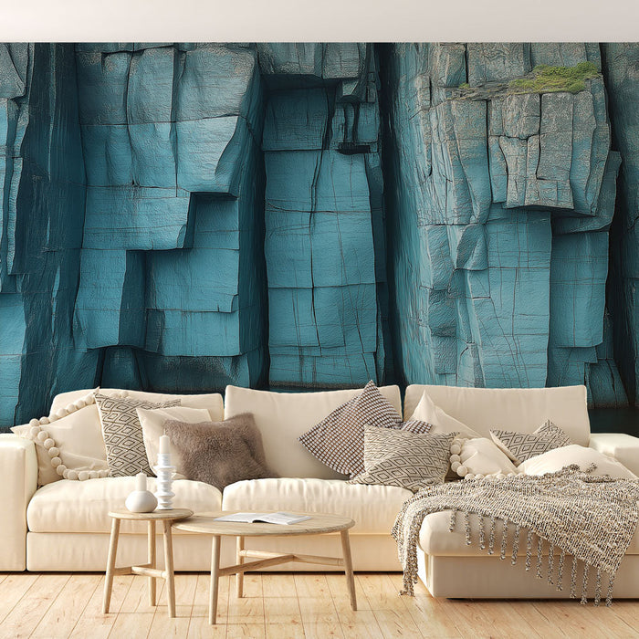 Mural Wallpaper blue rock | Blue rock facades and marine textures