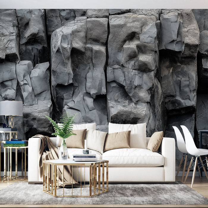 Tapéta kőfalak | Faragott szürke kő textúrák