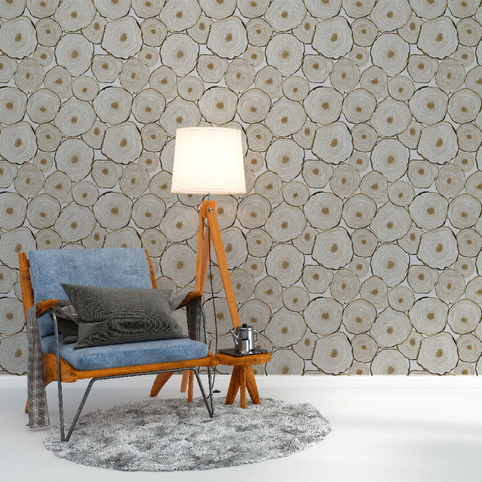 Tapete dnevnika | Prirodni uzorak dnevnika u zlatnim obrubima na svijetloj pozadini