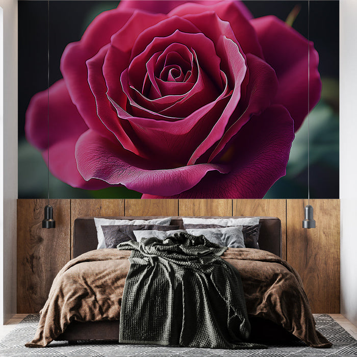 Bright Pink Mural Wallpaper | Majestic Rose with Delicate Petals