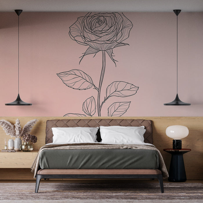 Ταπετσαρία τοίχου rose linear | Elegantrose με λεπτές γραμμές