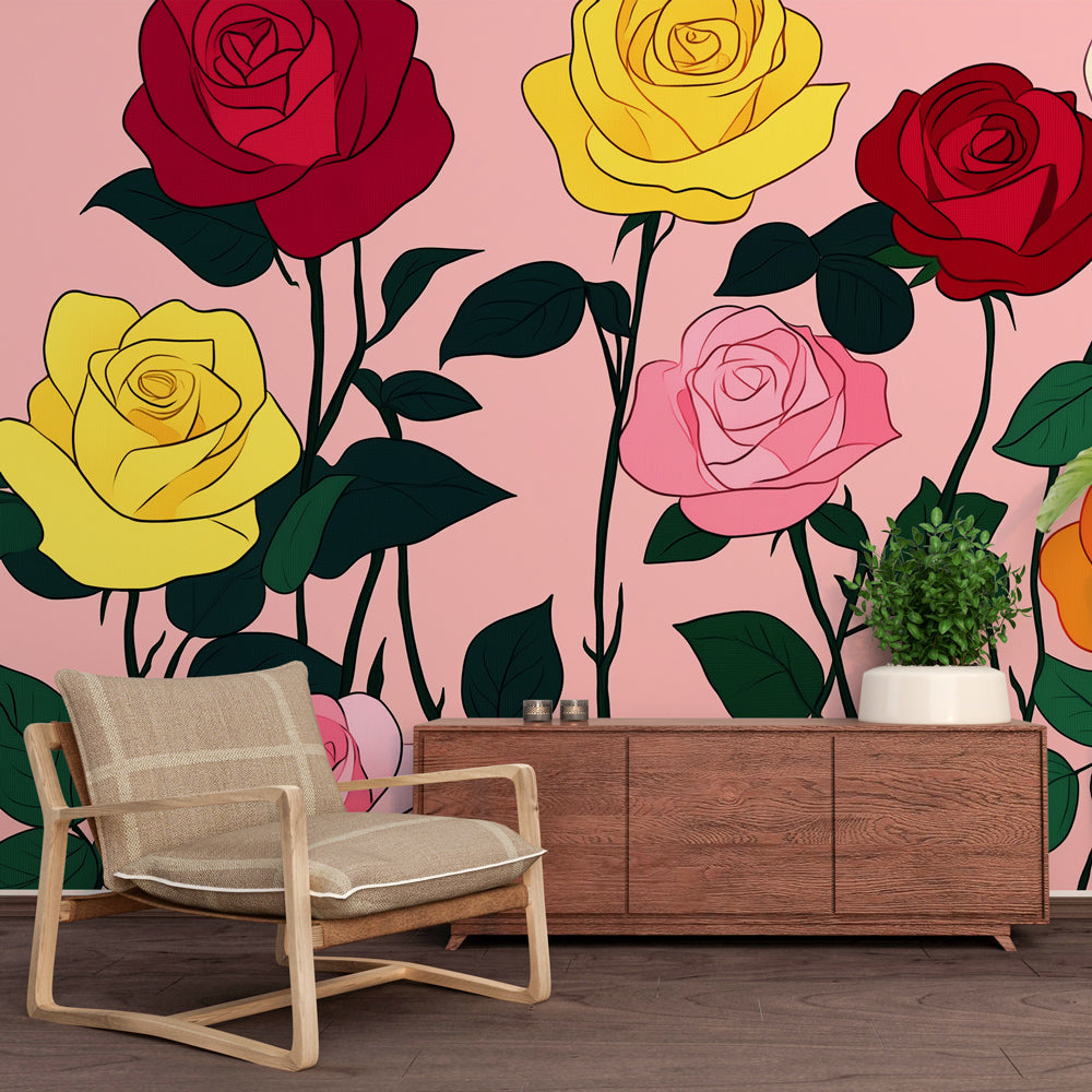 Colorful Roses Media Wall