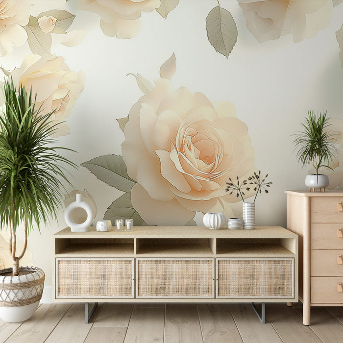 Carta da parati rose | Rose delicate su uno sfondo luminoso