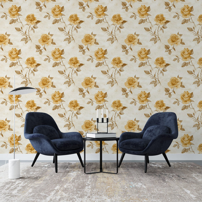 Tapete με χρυσά τριαντάφυλλα | Κομψά τριαντάφυλλα σε κρεμαστό φόντο