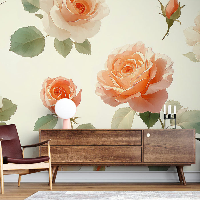 Carta da parati rose | Eleganza e morbidezza floreale