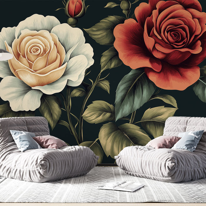 Papel de parede vintage roses | Elegância floral clássica