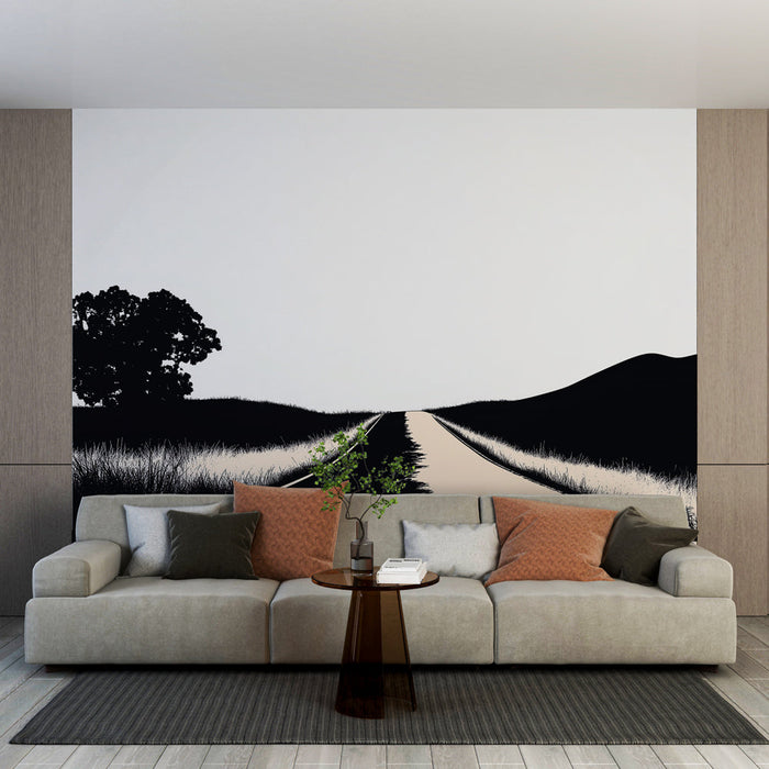 Tapeta road | Klikatá cesta uprostřed minimalistických krajinek