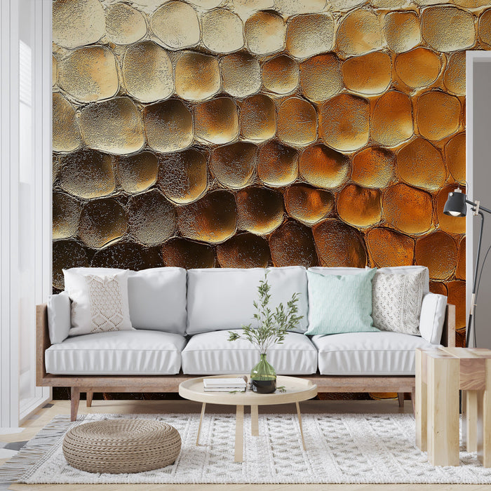 Foto Behang gouden bijenkorf | Hexagonaal patroon met glanzende reflecties