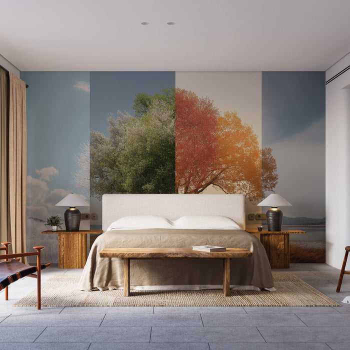 Mural Wallpaper seasons | Tree illustrating the cycle of seasons with various shades
Фототапет сезони | Дърво, илюстриращо цикъла на сезоните с различни нюанси