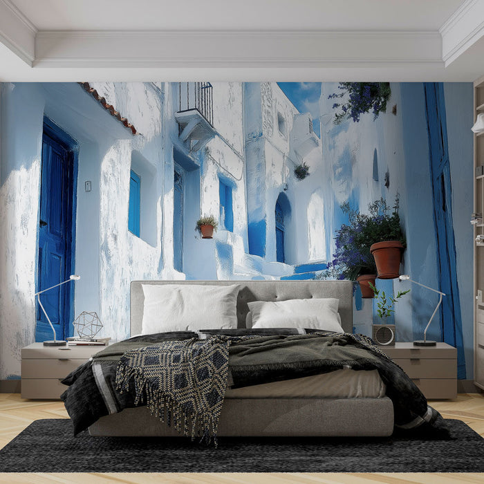 Tapete Santorini | Sonnige mediterrane Treppen