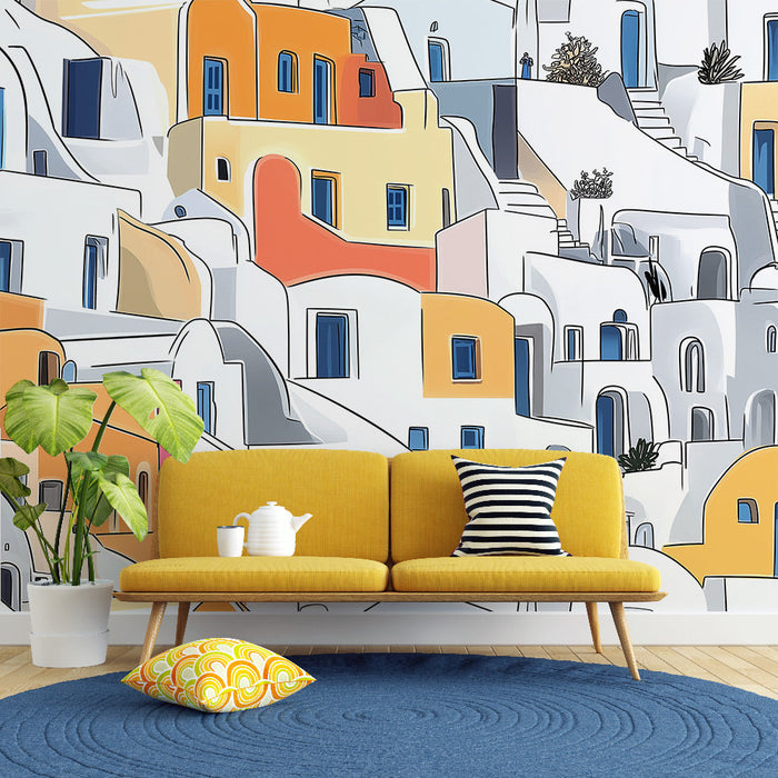 Fototapeta Santorini | Pisane bele hiše ob morju