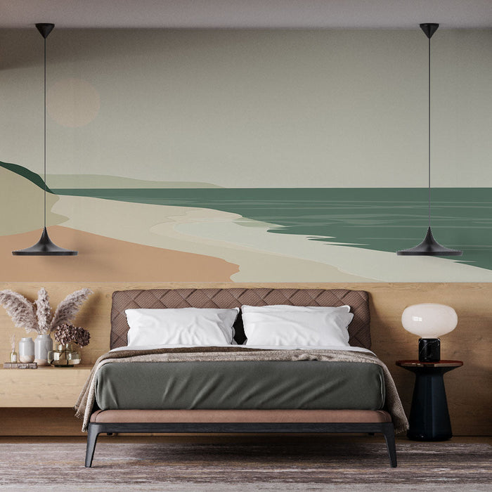 Carta da parati Santorini | Spiaggia minimalista con sole tenue