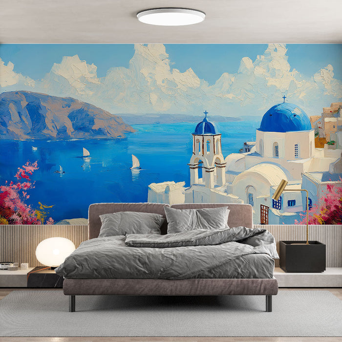 Tapete Santorini | Santorini in leuchtenden Farben