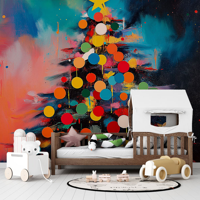 Papel pintado Christmas Tree | Colorful brilliance with vibrant circles