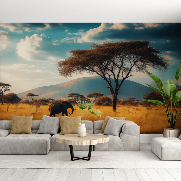 Tapeta savannah | Přírodní elegance ve zlatých odstínech