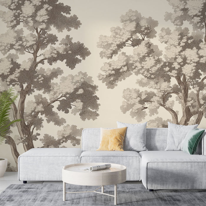 Falikép shabby chic | Stilizált fák bézs és barna színben