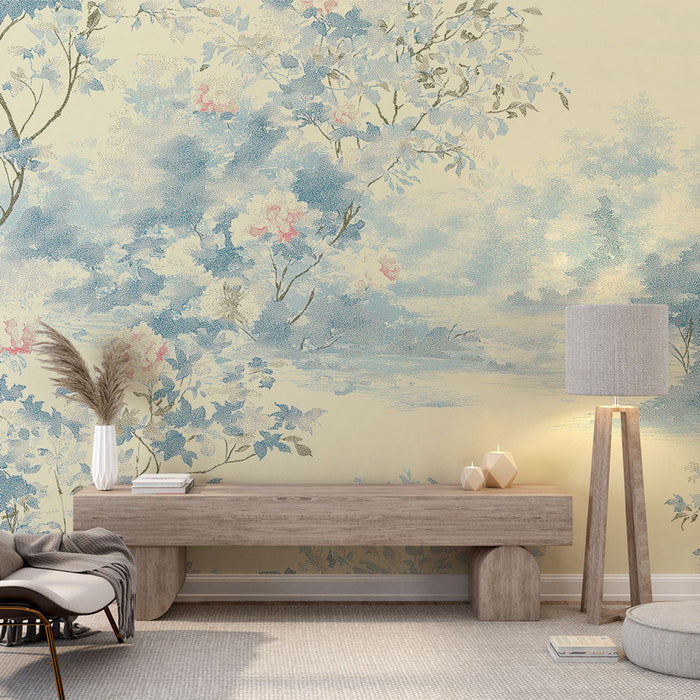 Falfestmény tapéta shabby chic | Finom virágok romantikus csokra