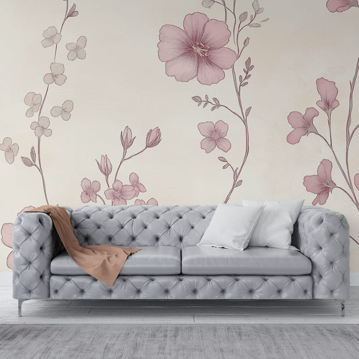 Seinakatte shabby chic | Elegantsed roosad lilled ja õrnad varred