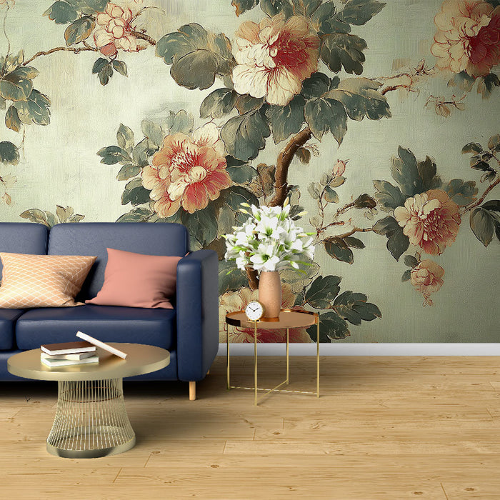 Papel de parede shabby chic | Flores delicadas em um fundo pastel