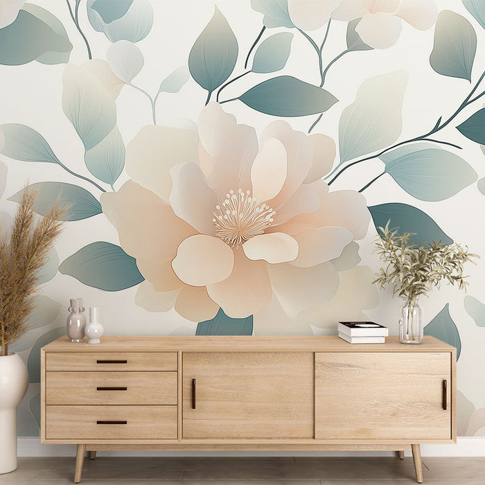 Tapeta shabby chic | Nježni cvjetovi i delikatno lišće