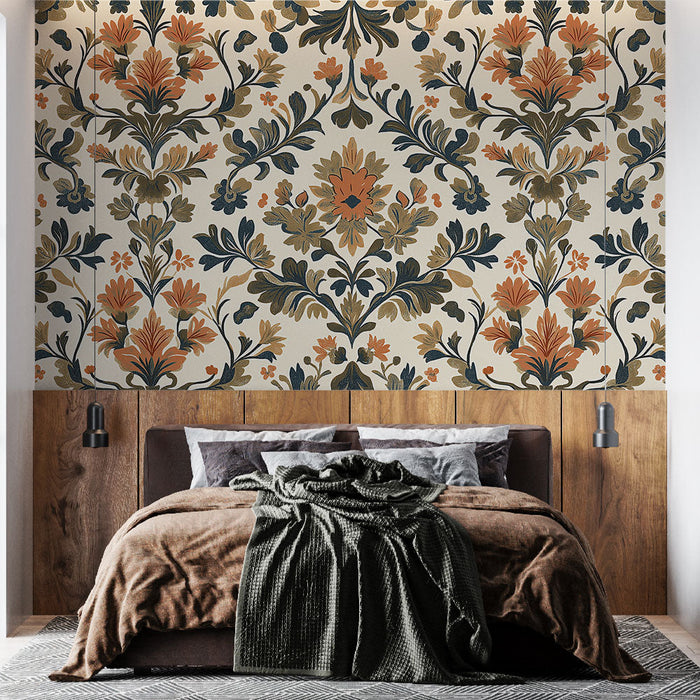 Tapet shabby chic | Model floral cu tonuri calde și elegante