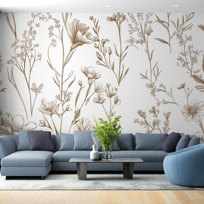 Tapet shabby chic | Delikat blomstermønster i tone-i-tone