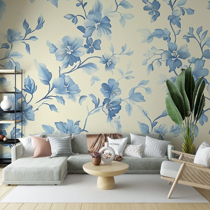 Maalitavett šikk | Vintage lilleline muster sinisel kreemjas taustal