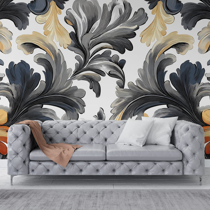 Tapeta shabby chic | Barokní květinové vzory v teplých tónech