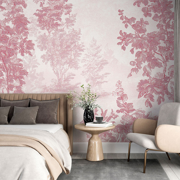 Fototapet eski şık | Soluk pembe çiçekli manzara