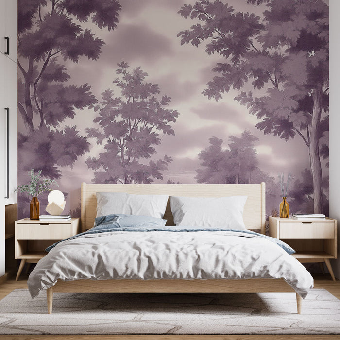 Tapet shabby chic | Peisaj romantic în nuanțe de lila