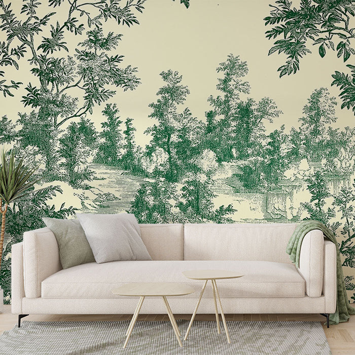 Foto Behang shabby chic | Weelderig landschap en delicate bladeren