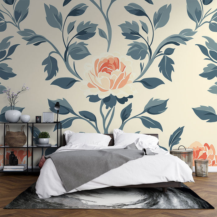 Carta da parati shabby chic | Rose delicate su uno sfondo crema incantevole