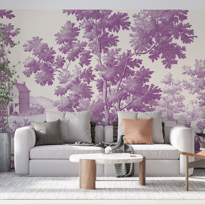 Tapeta shabby chic | Mirna naravna scena v vijolični