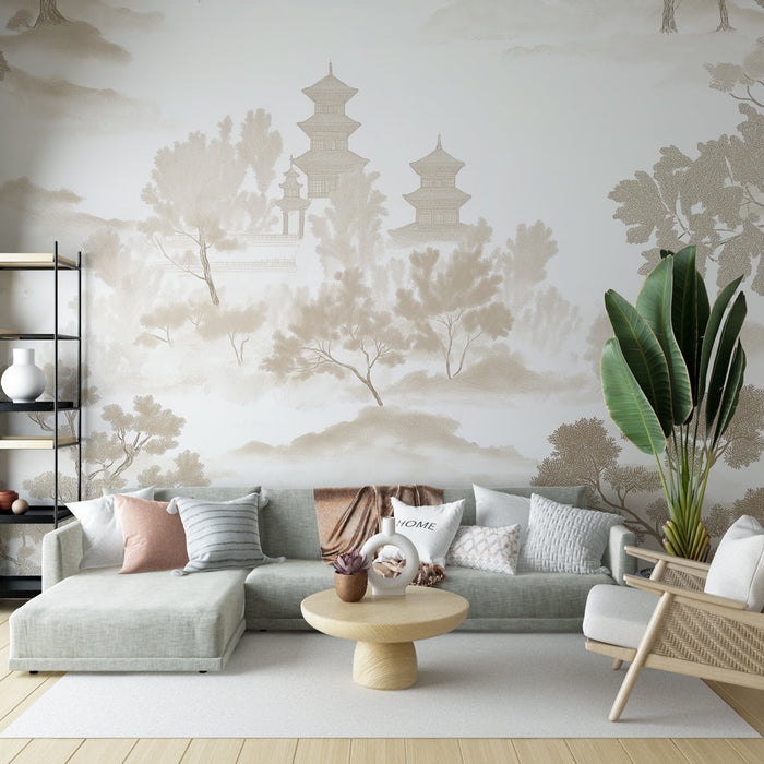 Seinapilt vana stiilis | Tiiger ja Aasia maastikud pehmetes toonides
