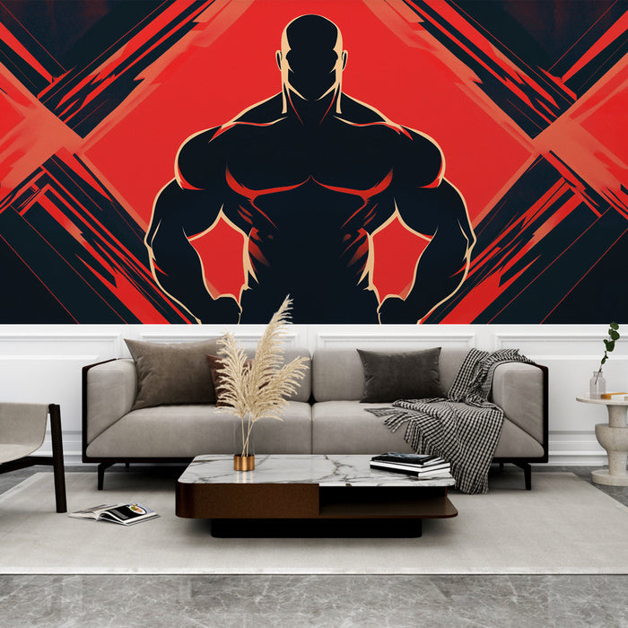 Mural Wallpaper muscle silhouette | A dynamic and stylized representation of strength