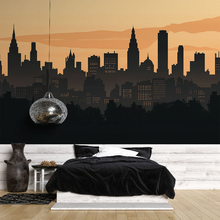 Fototapete Silhouette von New York | Ikonische Stadt bei Sonnenuntergang