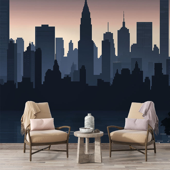 Tapete силует на Ню Йорк | Панорамен изглед към хоризонта в здрач