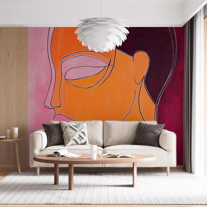 Tapet siluetă | Portret stilizat în culori vii