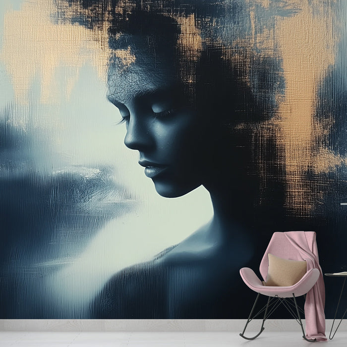 Tapeta se siluetou | Umělecký profil ženy na abstraktním pozadí