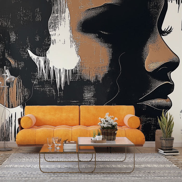 Mural Wallpaper silhouette | Artistic and abstract silhouette in black and bronze