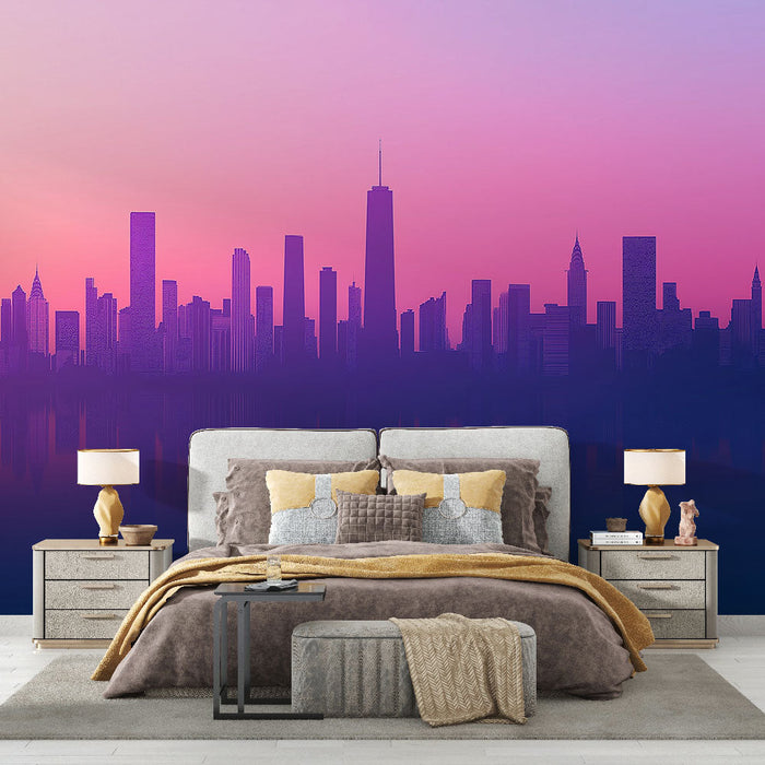 Тапет с нюйоркския небостъргачи | Съвременна силуетна скулптура на здрача