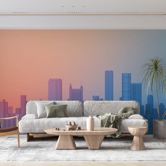 Mural Wallpaper skyline of New York | Graphic skyscraper silhouettes on a gradient background